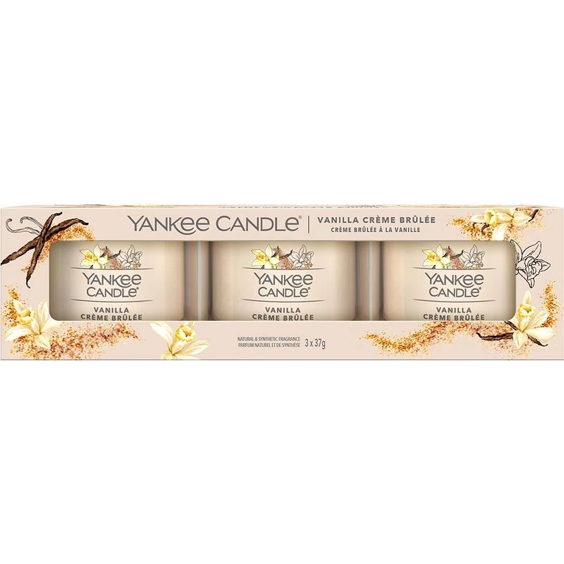 Yankee Candle Filled Votive Vanilla Creme Brulee  žvakių rinkinys 3x37g